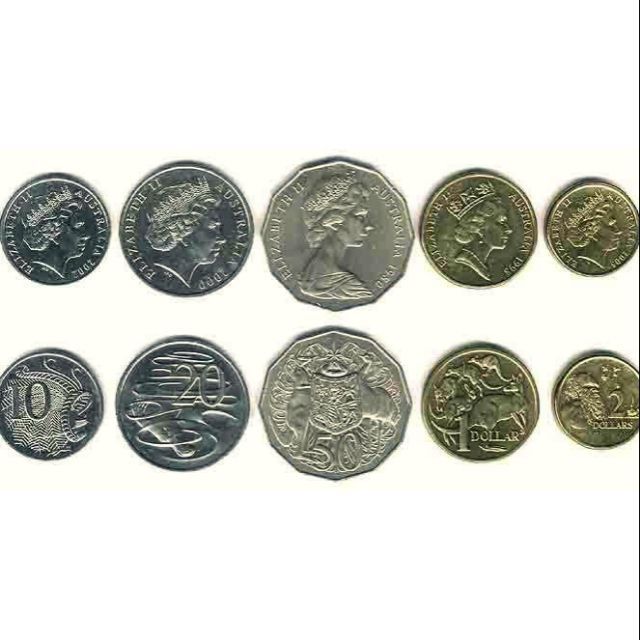 1 bộ 6 đồng Tiền xu phong thủy Úc Queen England