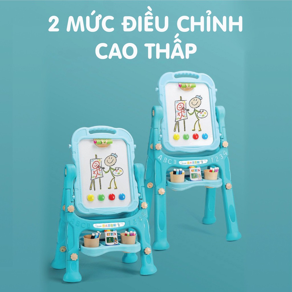 BẢNG VẼ THÔNG MINH HAI MẶT CAYABE HOLLA XOAY 360 ĐỘ MÀU XANH ĐIỀU CHỈNH ĐƯỢC ĐỘ CAO MÀU XANH