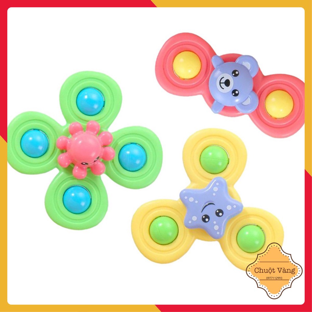 Set 3 Đồ Chơi Con Quay Hình Động Vật Có Giác Hút Cho Bé