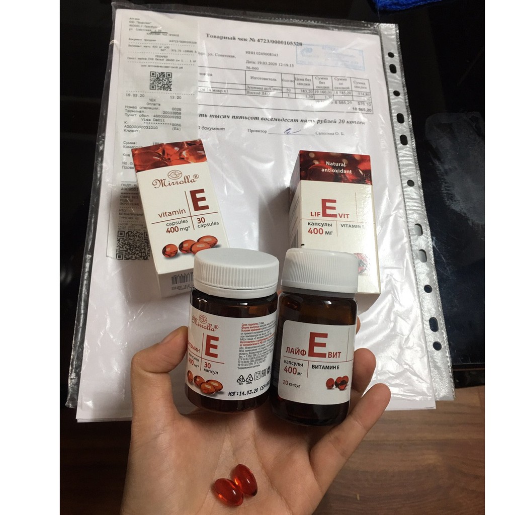 Vitamin E đỏ 400mg Mirrolla Nga