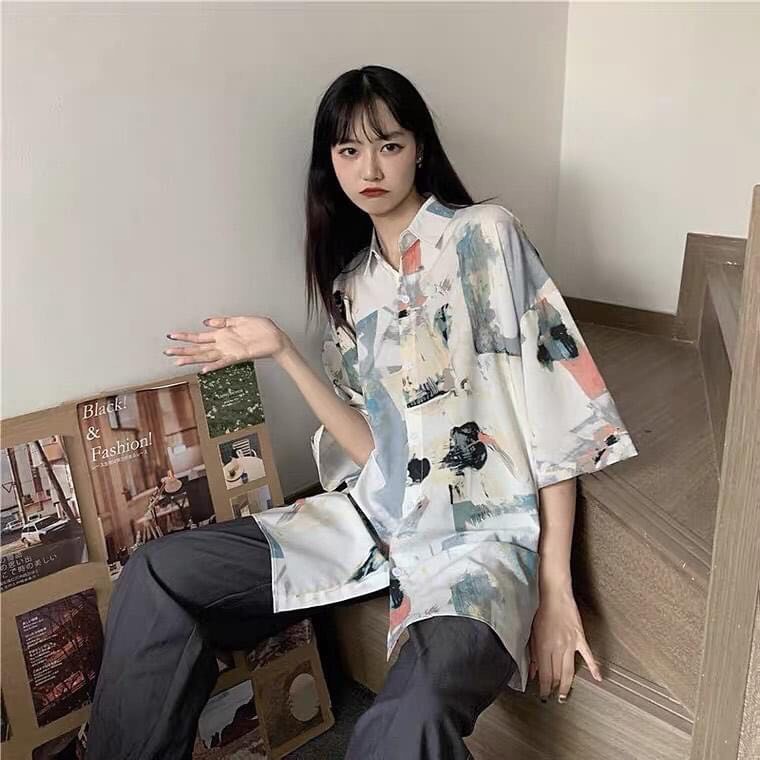 Áo sơ mi cộc tay loang núi dáng rộng unisex thời trang hàn quốc/ Áo khoác nhẹ mùa hè nam nữ oversize_xuongmaythuhien