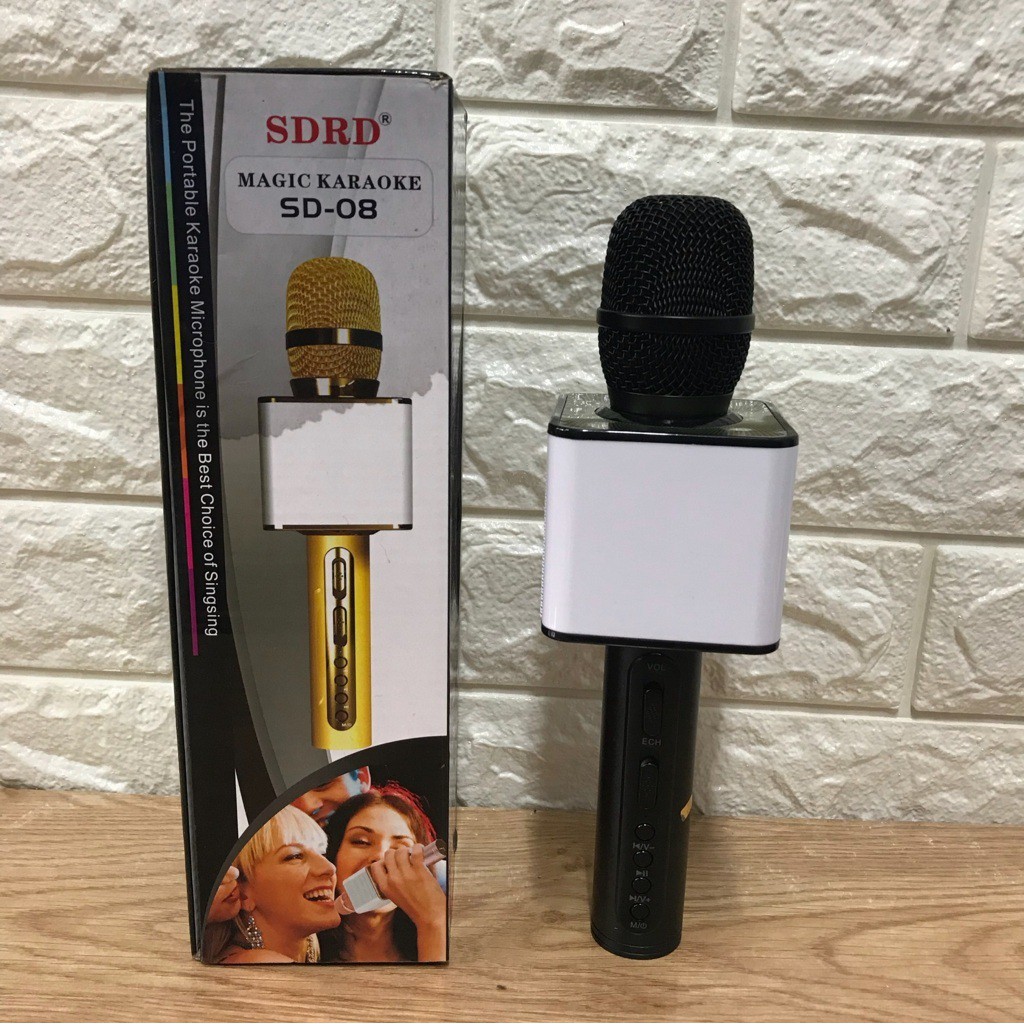 [Giảm Giá]Micro karaoke bluetooth magic SD-08, míc hát không dây mini tích hợp loa bass siêu hay,1500