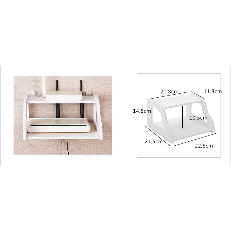 KỆ WIFI 2 TẦNG MINI TREO TƯỜNG nhỏ gọn tiện lợi TẶNG KÈM 2 MÓC TREO - MS 17