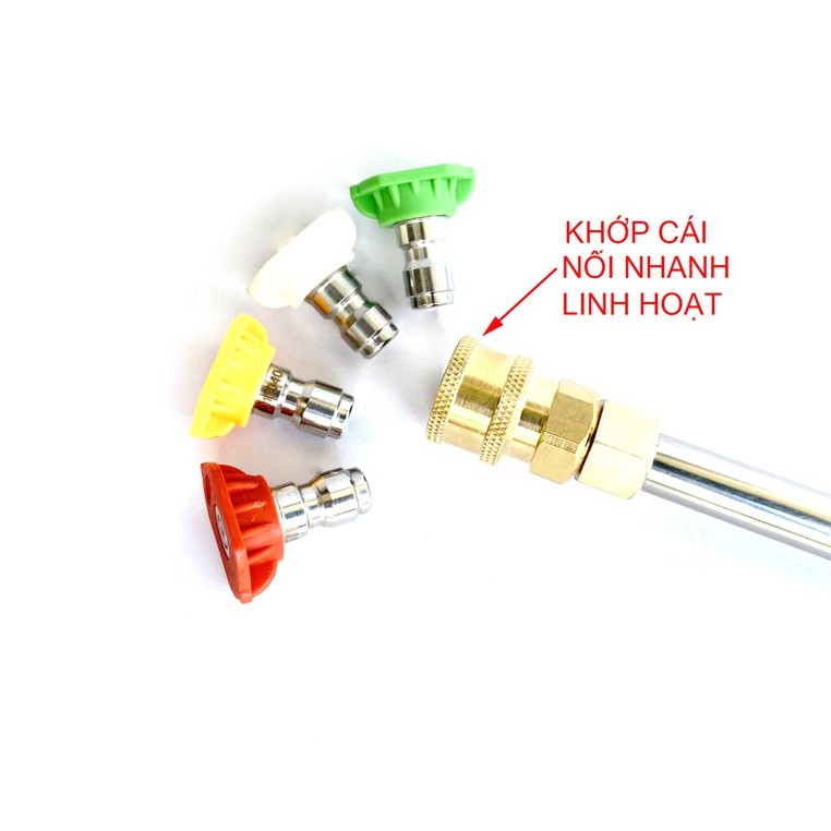 Súng rửa xe, Súng rửa xe áp lực cao kèm 4 đầu phun từ 0°- 40°, Phụ kiện máy rửa xe