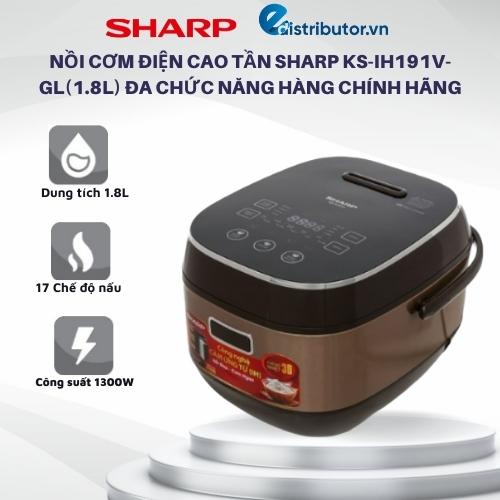 Nồi Cơm Điện cao tần Sharp KS-IH191V-GL(1.8L) Đa Chức Năng Hàng Chính Hãng