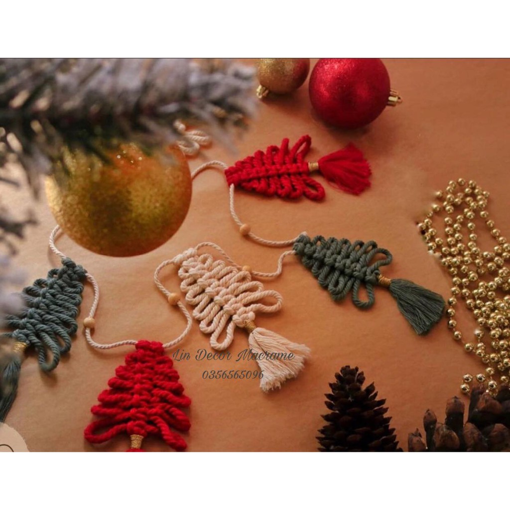Dây Macrame Cây Thông Treo Trang Trí Nhà Cửa Giáng Sinh