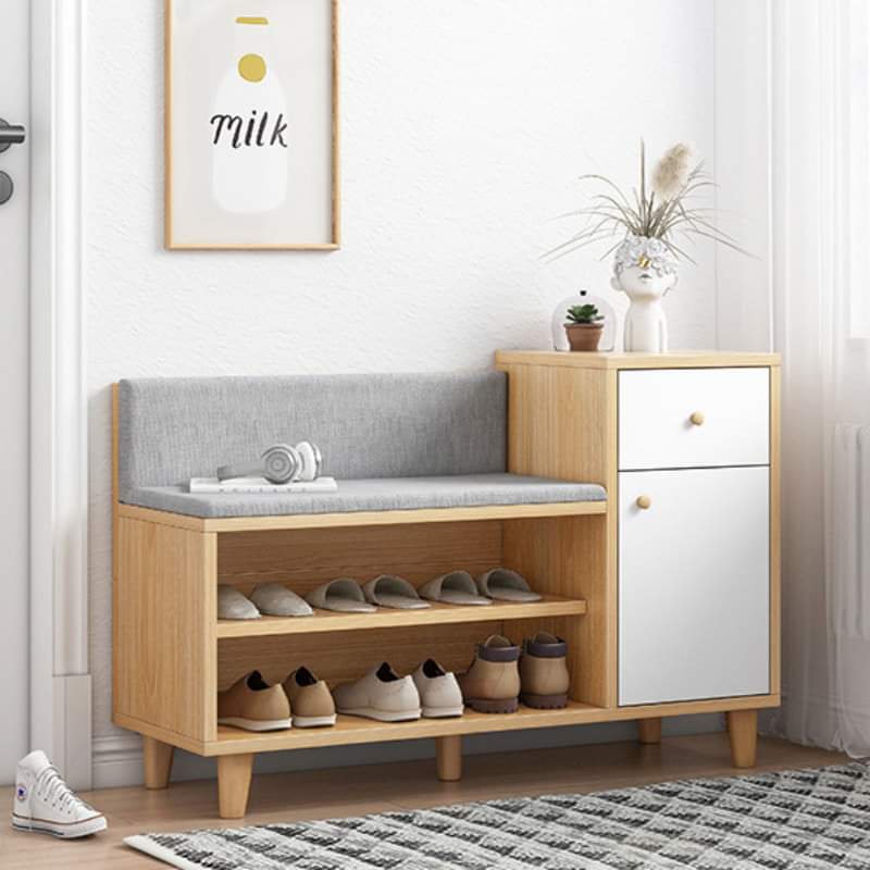Tủ giày nhiều ngăn có cánh tủ có đệm ghế ngồi tựa thay giày dép tiện lợi gỗ cao cấp độ bền cao