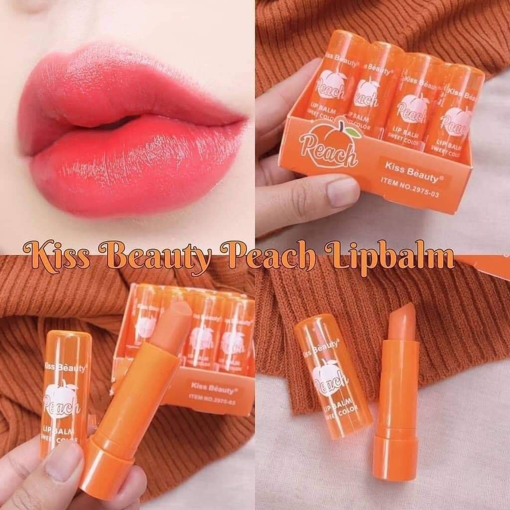 01 Son Dưỡng Môi Kiss Beauty PEACH Hương Đào 3,5gram