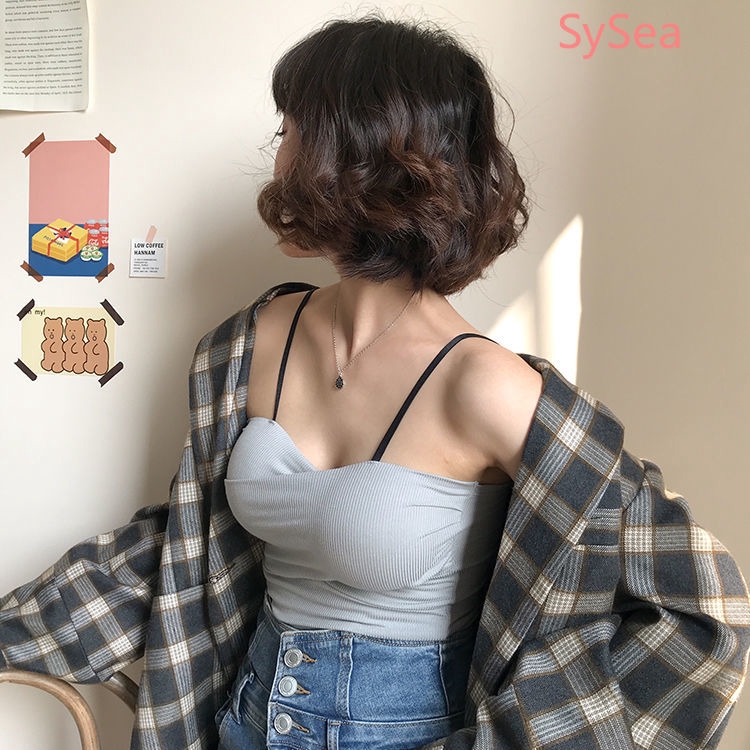 Summer Women Sexy Camisole Tank Top with Chest Pad