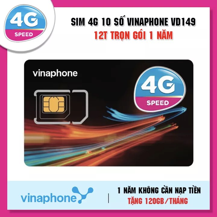 [FREE 12T] Sim 4G Vinaphone Trọn Gói 1 Năm Không Cần Nạp Tiền - D500 - D500T - 12D60G - 12VD89 - 12VD149 - SIM4G