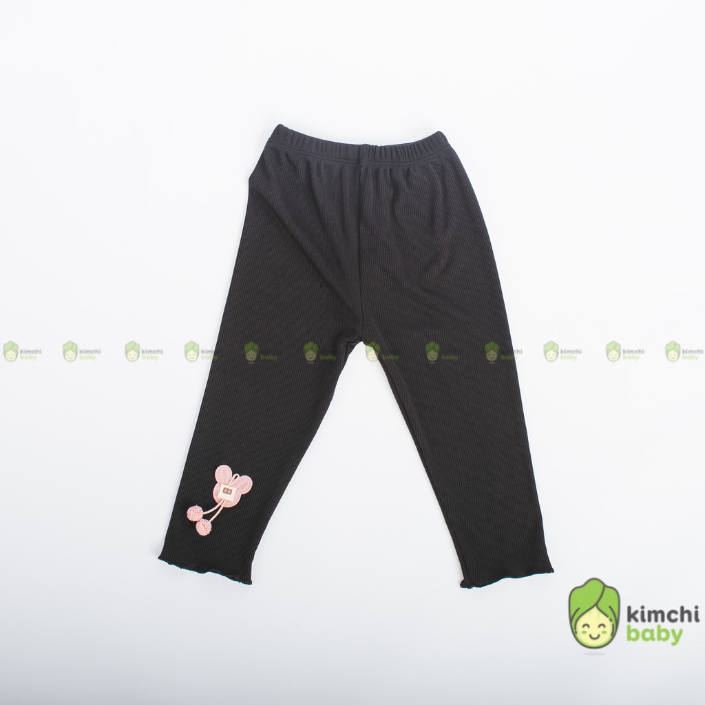 Quần Legging KIMCHIBABY Vải Thun Gân Hoạ Tiết Tai Thỏ Cực Xinh, Quần Dài Cho Bé Mặc Thu Đông Cho Bé Gái QDBG01