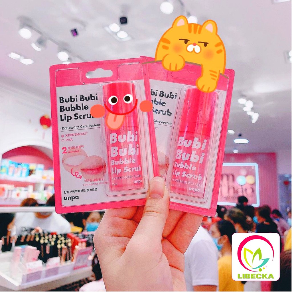 BGF GEL Tẩy tế bào da chết sủi bọt cho môi Unpa Bubi Bubi Bubble Lip Scrub tăng cường dưỡng ẩm LIBECKA HÀNG AIR TTB01