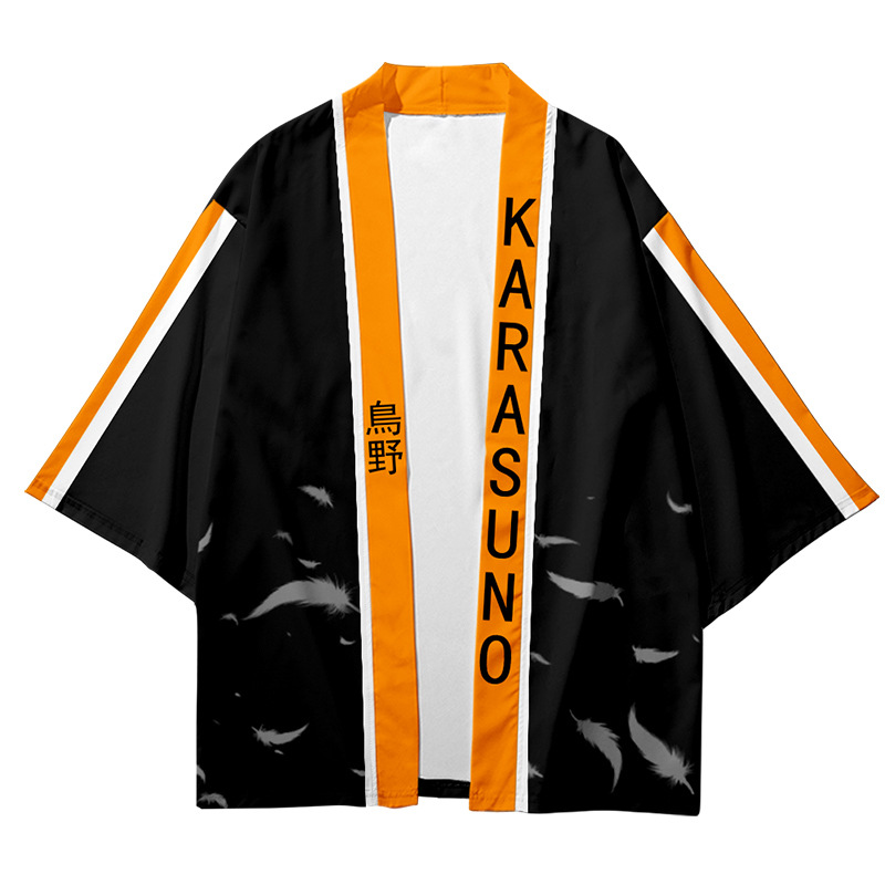 Áo Khoác Kimono Tay Ngắn In Hình Nhân Vật Hoạt Hình Haikyuu