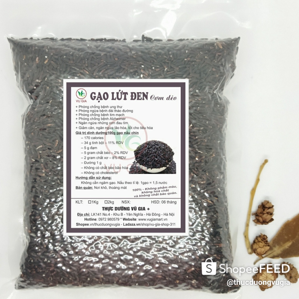 1kg Gạo lứt đen VUGIA Eatclean/Gym/Ănkieng