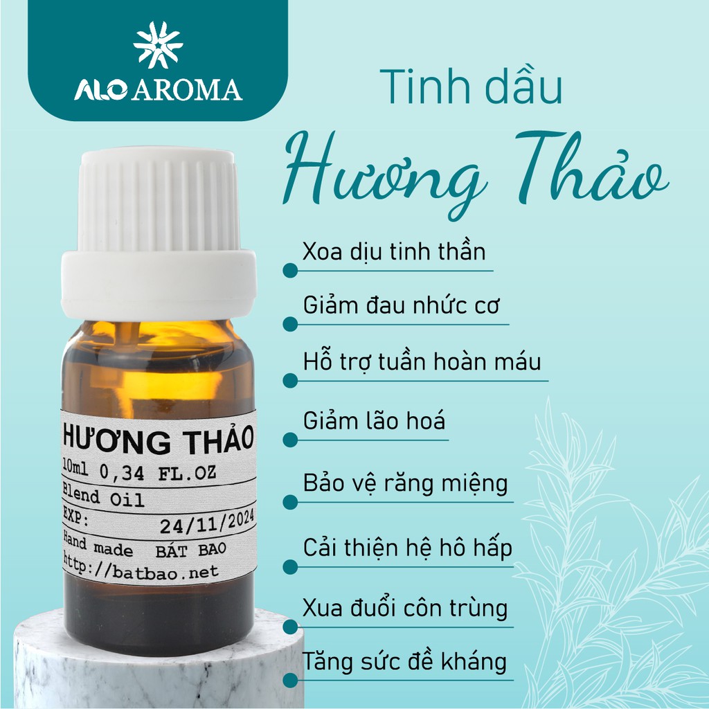 Tinh Dầu Hương Thảo Thiên Nhiên giảm bọng mắt, thư giãn, khử mùi Rosemary Essential Oil AloAroma