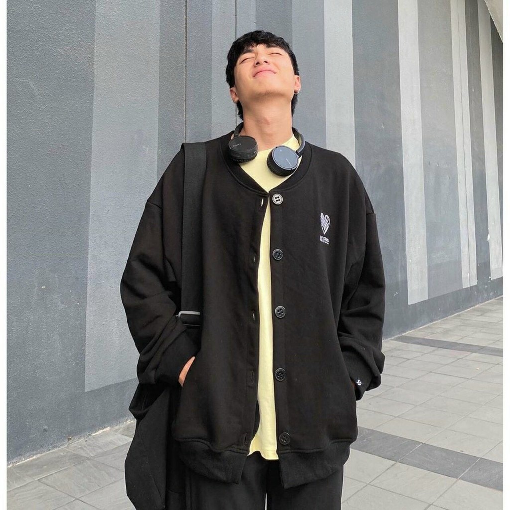 Áo khoác cardigan unisex form rộng nam nữ hình tym chất nỉ ngoại bao đẹp