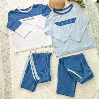 Bộ Nous pyjama xanh ghi