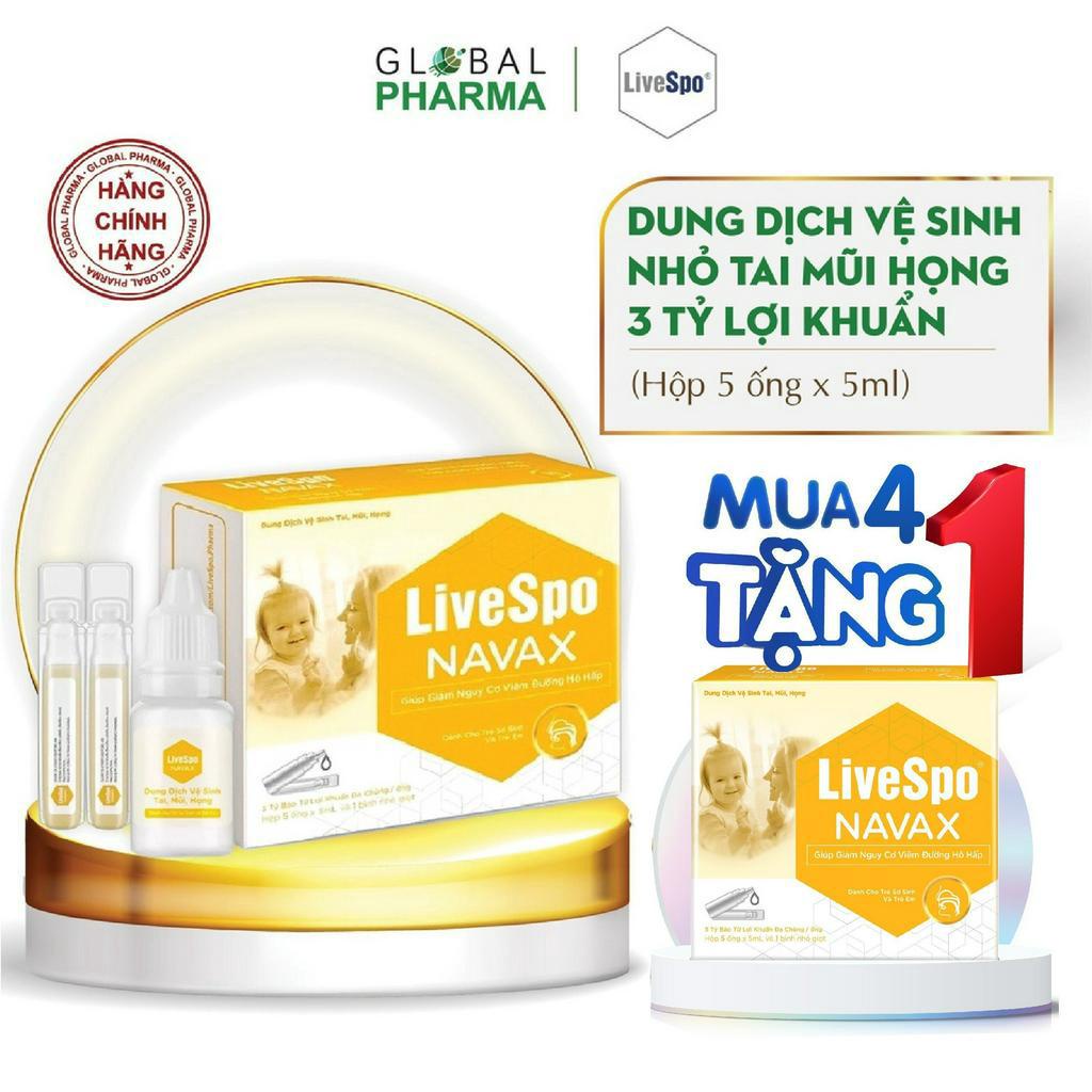 Xịt Mũi Navax Kids Cho Bé - Nước Muối Sinh Lý Bào Tử Lợi Khuẩn, Vệ Sinh Mũi, Giảm Nghẹt, Sổ Mũi (Bình+5 ống x 5ml)