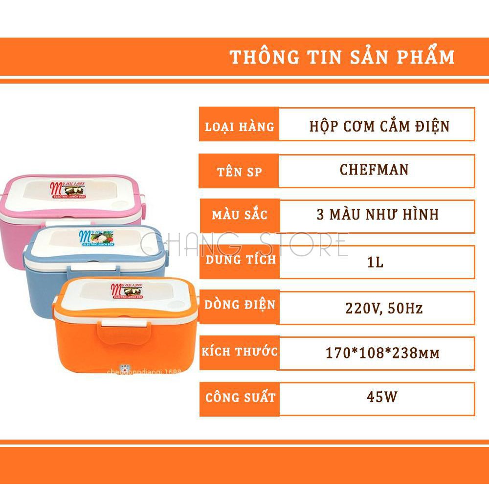 Hôp Cơm Cắm Điện Hâm Nóng Chefman Ruột Inox An Toàn Cao Cấp Matas