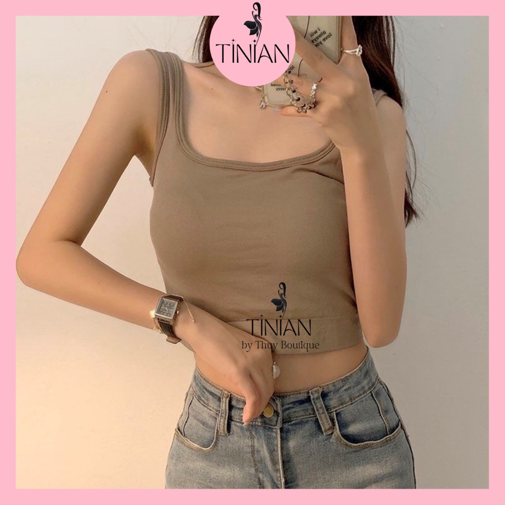 Áo bra croptop bigsize nữ TINIAN cổ vuông cao cấp có mút ngực không gọng co giãn 1809