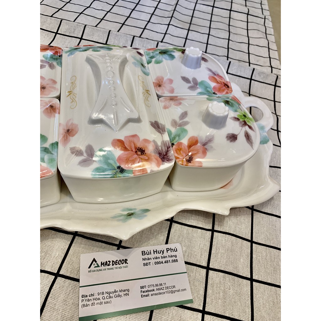 SALE NGHỈ TẾT Hộp khay đựng bánh kẹo mứt Tết đẹp bằng nhựa phíp chữ nhật có nắp đẹp cao cấp giá rẻ hoa văn sắc nét