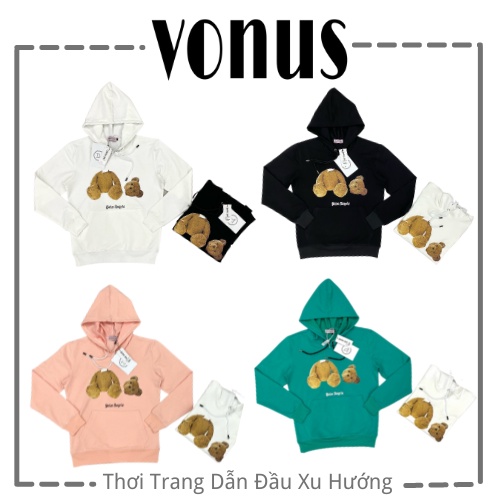 Áo hoodie nam nữ hình gấu Palm hot I Chất cotton co giãn dày dặn,mềm mịn mặc cực thích I Thiết kế trẻ trung I Vonus028.