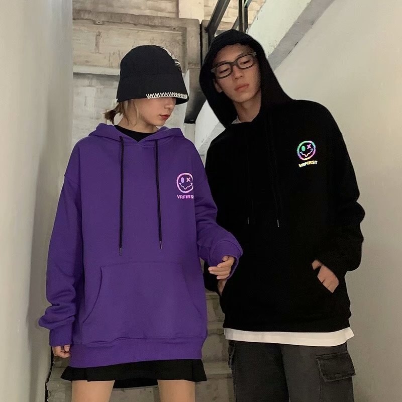 Áo Hoodie In Họa Tiết Phản Quang 3 Màu Sắc Phong Cách Châu Âu