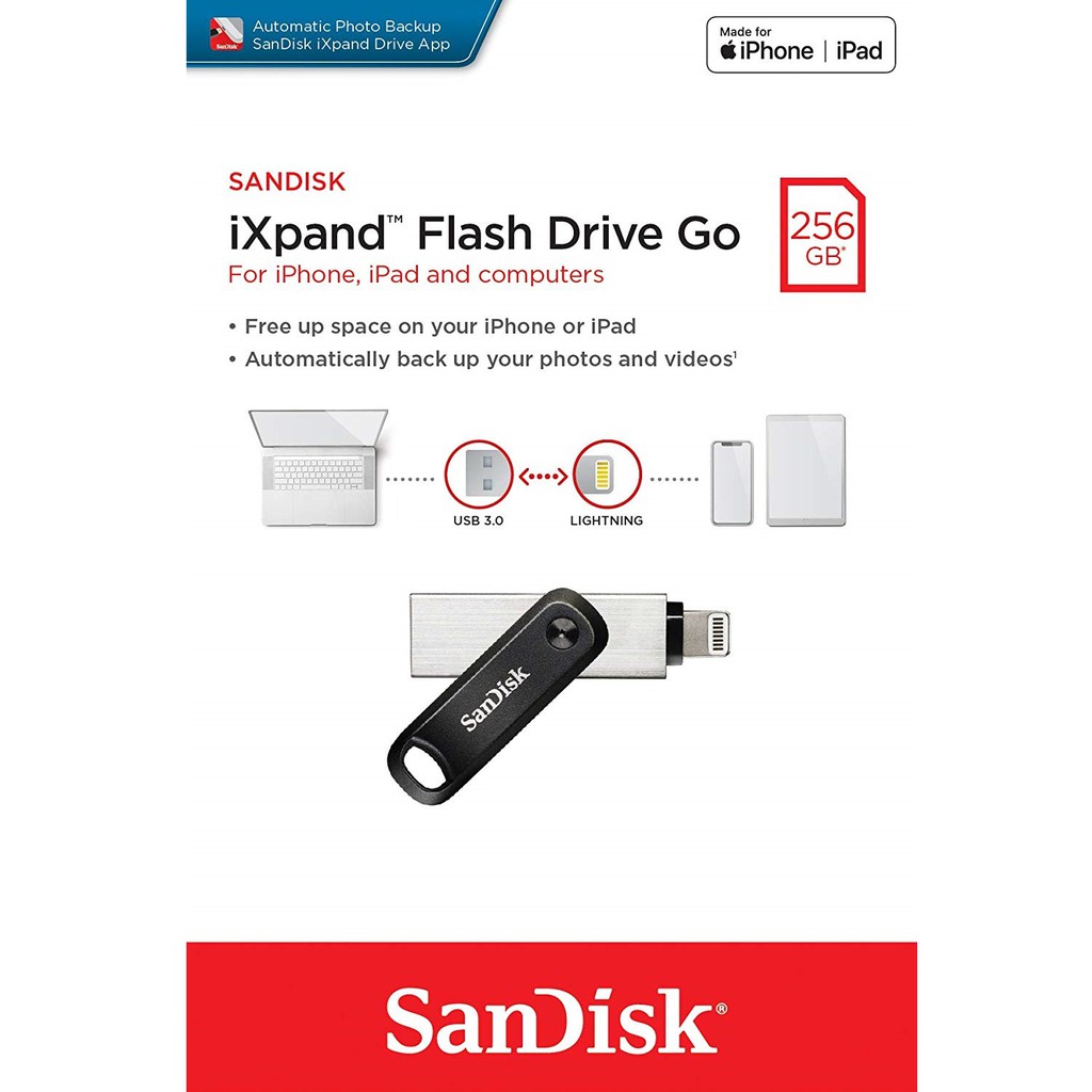 USB 3.0 OTG SanDisk iXpand Flash Drive Go 256GB (Bạc)