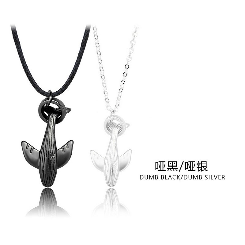 Set 2 dây chuyền mặt hình cá voi màu trắng đen 52 Hz thời trang cho cặp đôi