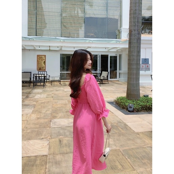 Ceci Cela - Đầm Chun Cổ Vuông Tiểu Thư Cloud