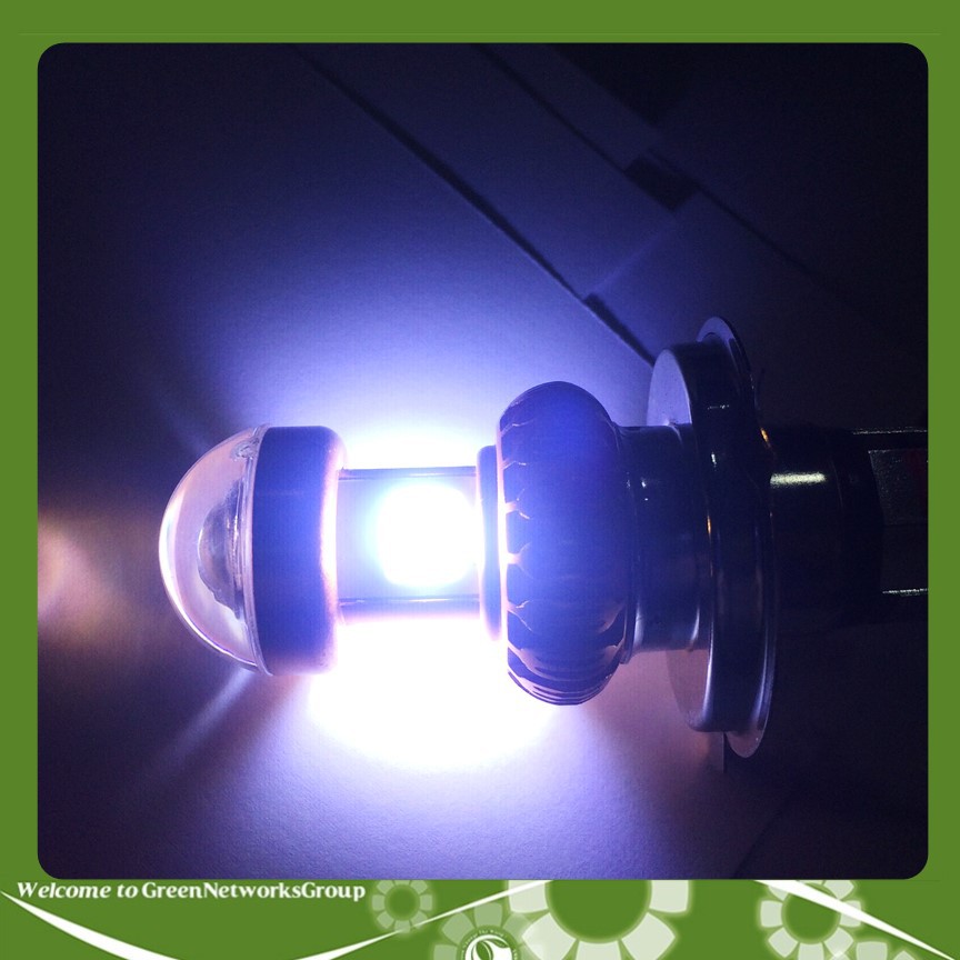 Đèn pha led chân H4 Chân M5 2 tim bi cầu ánh sáng trắng Greennetworks