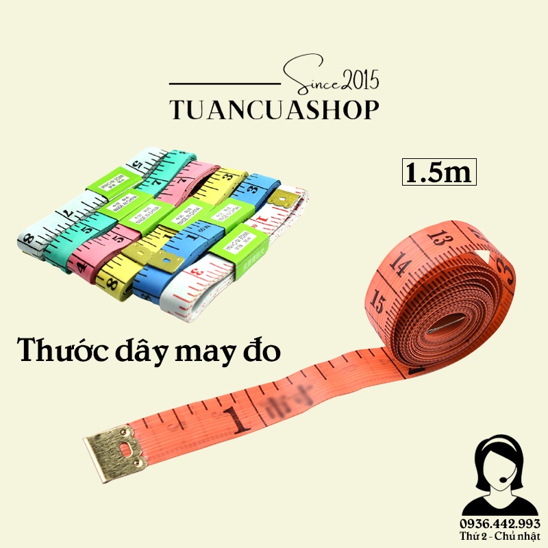 [1.000đ] Thước dây cắt may, đo kích thước 3 vòng - đo chiều dài, chiều cao 150cm đầu bọc sắt (TD15)