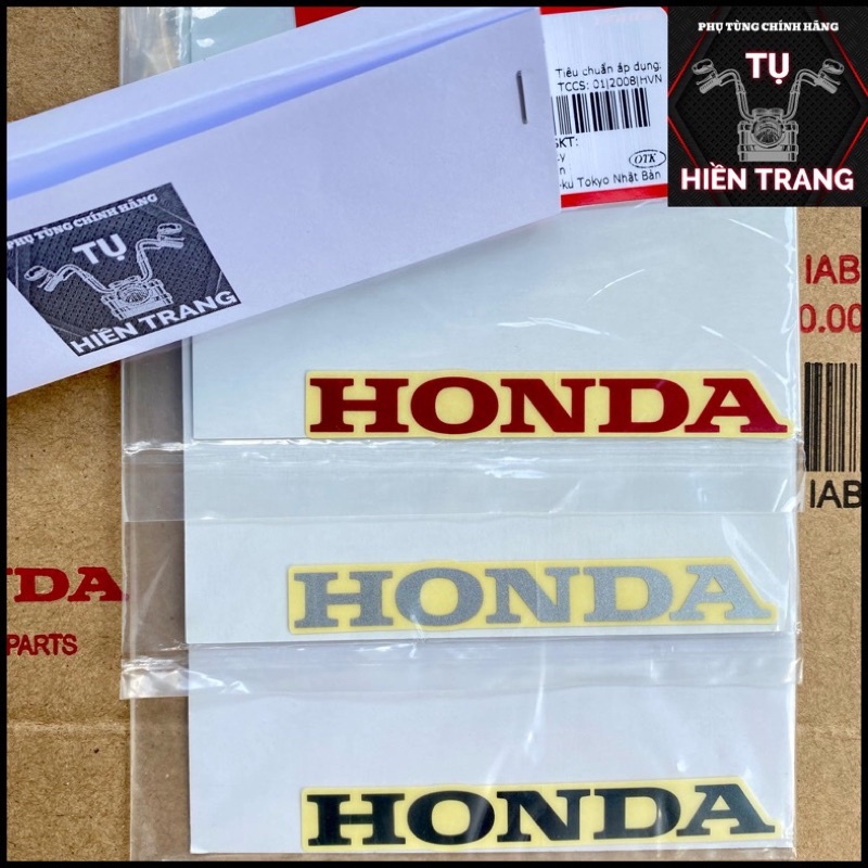 TEM CHỮ HONDA MÀU ĐỎ/ĐEN/BẠC NỀN TRONG 85mm CHÍNH HÃNG HONDA VIỆT NAM