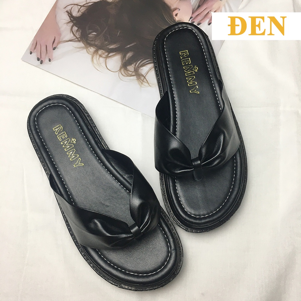 Dép Nữ Thời Trang Xỏ Ngón Quai Da Siêu Xinh Hot 2022 Đế Bánh Mì 3cm