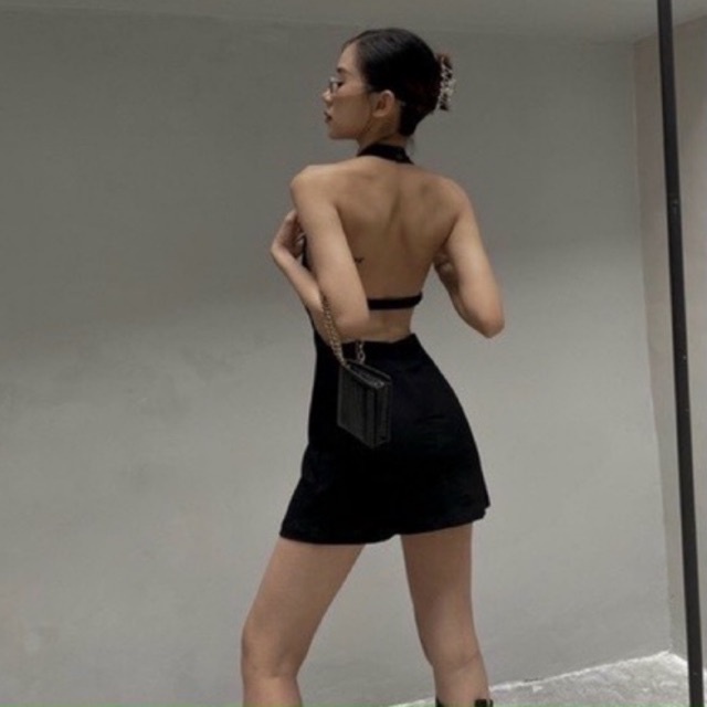 Đầm Yếm Hở Lưng Fom Chữ A Khoét Eo Có Mút Ngực Sẵn-D01-