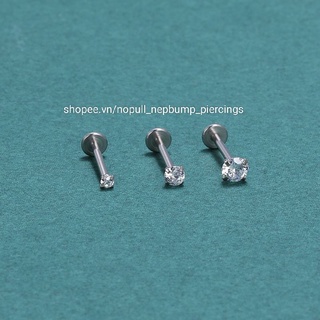 KHUYÊN TAI ĐÁ TRẤU - Khuyên thép y tế - 6mm/8mm/10mm/12mm - Khuyên tai, môi, mũi, nẹp bump,... - Khuyên tai đính đá