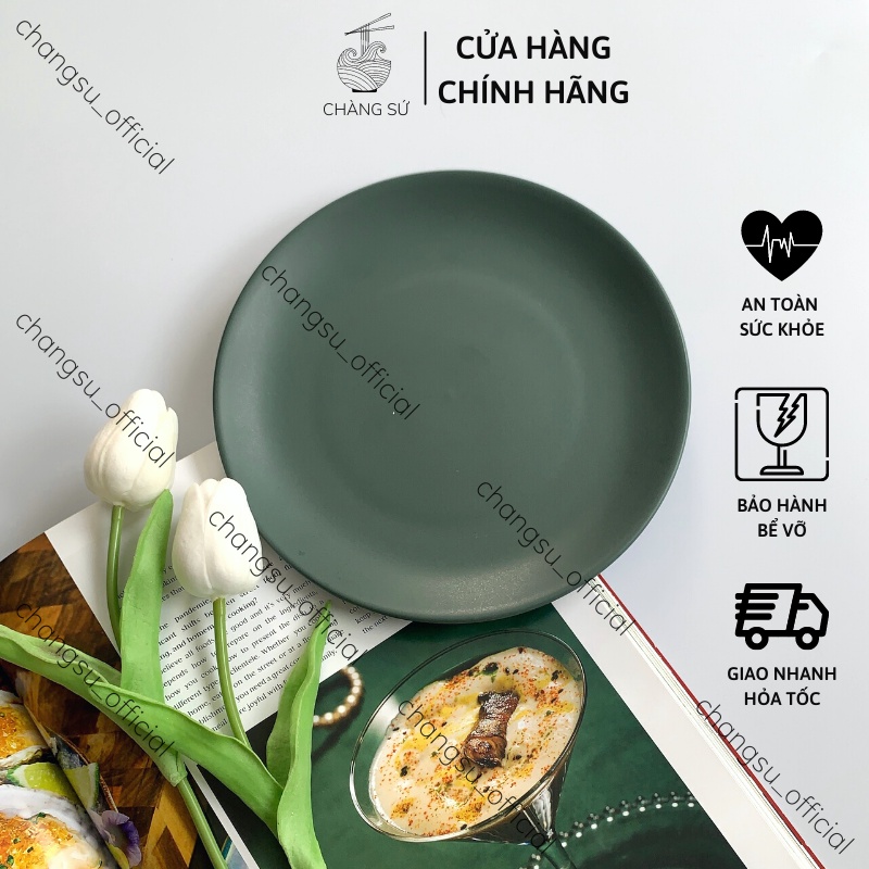 Chén dĩa chấm, đĩa cạn sứ 19cm màu đẹp giá rẻ - Bát đĩa sứ xanh cổ vịt men lì xả kho  - Chàng Sứ