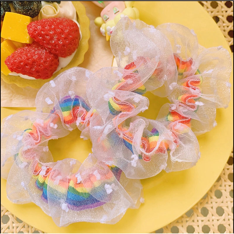 [Mã FASHIONCB232 hoàn tối đa 15K xu đơn 50K] Dây buộc tóc trang trí màu cầu vồng co dãn thời trang cho nữ | BigBuy360 - bigbuy360.vn