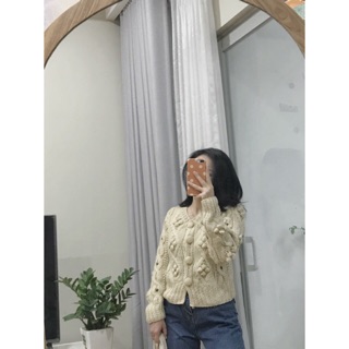Áo cardigan len vintage oversize hàn quốc