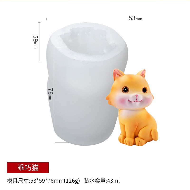 Khuôn Silicone Tạo Hình Mèo Ba Chiều DIY Trang Trí Bánh