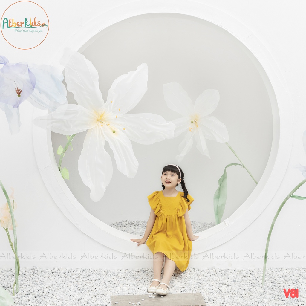 Váy bé gái ALBERKIDS  tay cánh tiên công chúa xinh đẹp cho trẻ em 2,3,4,5,6,7,8,9,10,11,12 tuổi [V81]