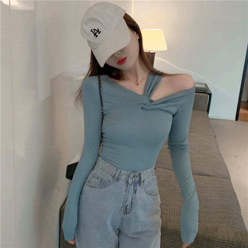 Áo kiểu tay dài dáng ôm hở vai thời trang gợi cảm trẻ trung cho nữ