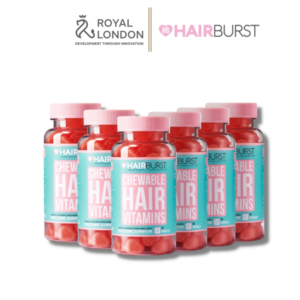 Combo 6 lọ kẹo dẻo vitamin chăm sóc, kích thích mọc tóc HAIRBURST chewable hair vitamins