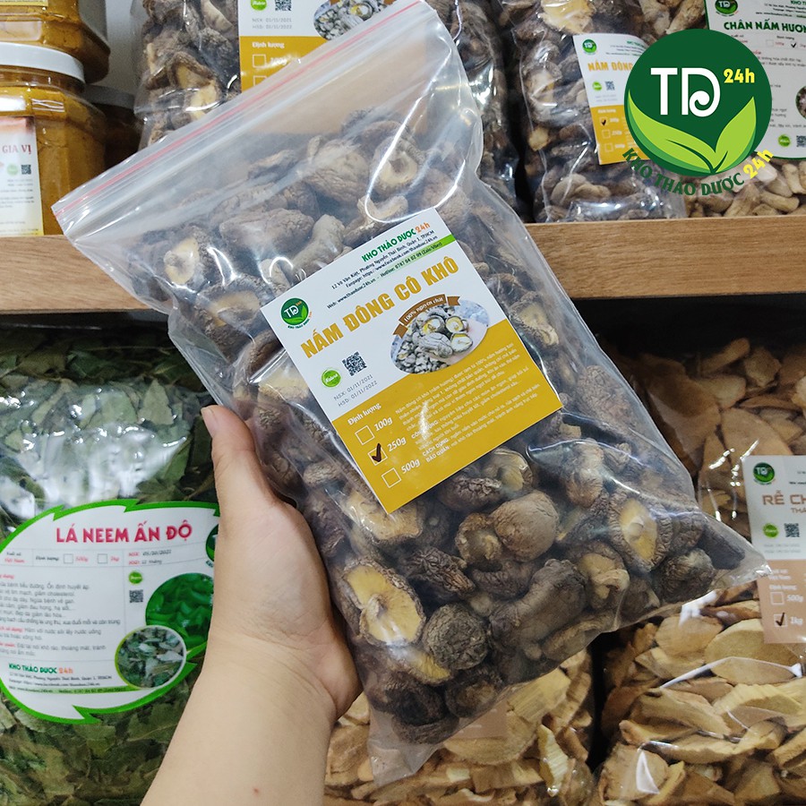 Nấm đông cô khô, thơm ngon, giàu dinh dưỡng, thực phẩm cho nhiều món ăn ngon, loại 1 [100gr - 500gr] I Kho Thảo Dược 24h