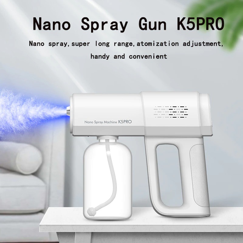 K5 PRO 8 led -Súng Phun Khử Khuẩn Nano K5 Pro 8 LED, Máy Xịt Khử Khuẩn Môi Trường Tia UV Cực Tím Cầm Tay Dạng Phun Sương