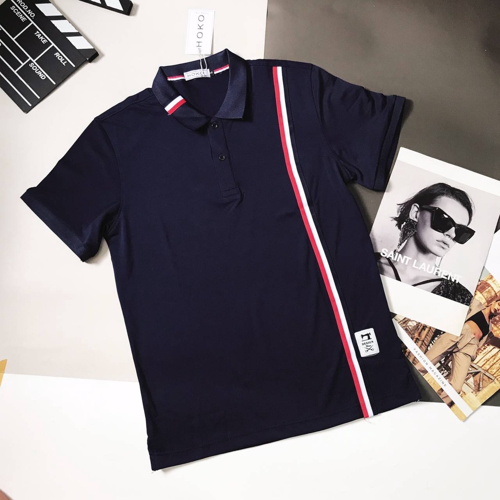 Áo Polo, áo thun nam cao cấp cổ bẻ phối  sọc UP SIZE XXL 82kg  form ôm dáng chuẩn đẹp chất thun lạnh cotton thoáng mát | BigBuy360 - bigbuy360.vn