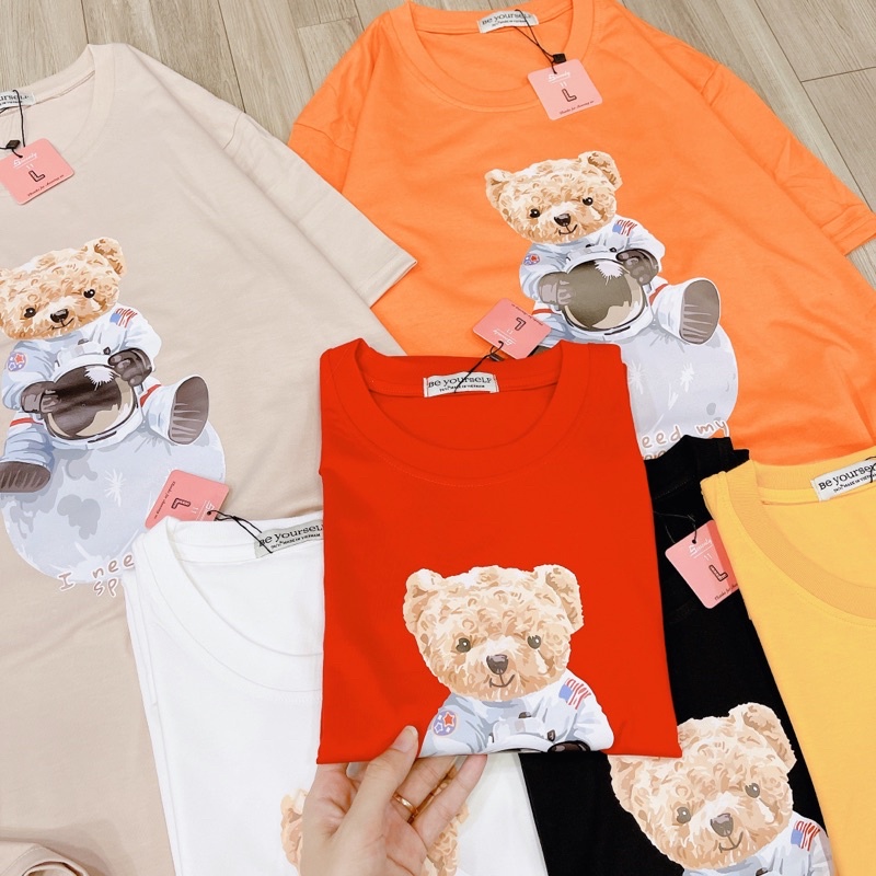 Áo Thun Tay Ngắn UNISEX in Decal IN DECAL GẤU MY SPACE - Hình chụp thật  - Số đo ở cuối