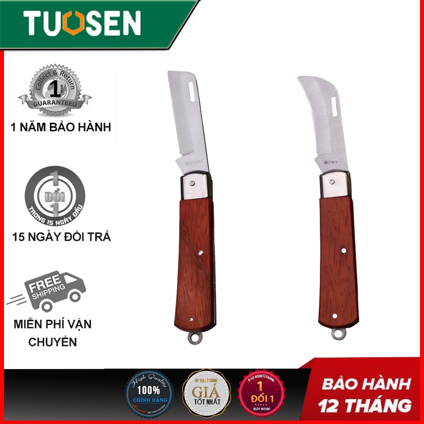 Dao tước dây điện lưỡi cong, lưỡi thẳng, cán gỗ- Hàng chính hãng TUOSEN / Tuo Sen