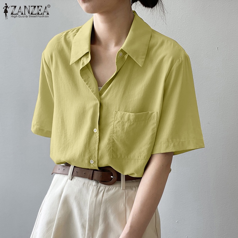 Zanzea Áo Sơ Mi Tay Lửng Thời Trang Dành Cho Nữ