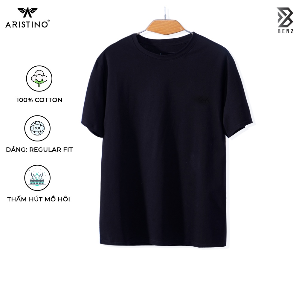 Áo Thun Nam Cao Cấp Aristino Benzmen, Áo Thun Unisex Tay Lỡ Cổ Tròn Chất Vải Cotton Thoáng Mát, Thấm Hút Mồ Hôi Ats018s1